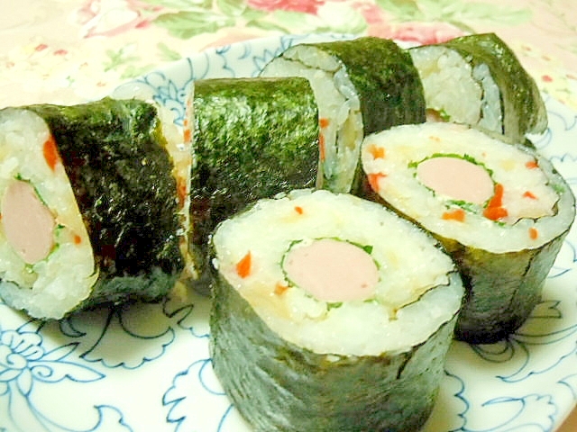 変わり種❤魚肉ソーセージと大葉のマヨ巻き寿司❤