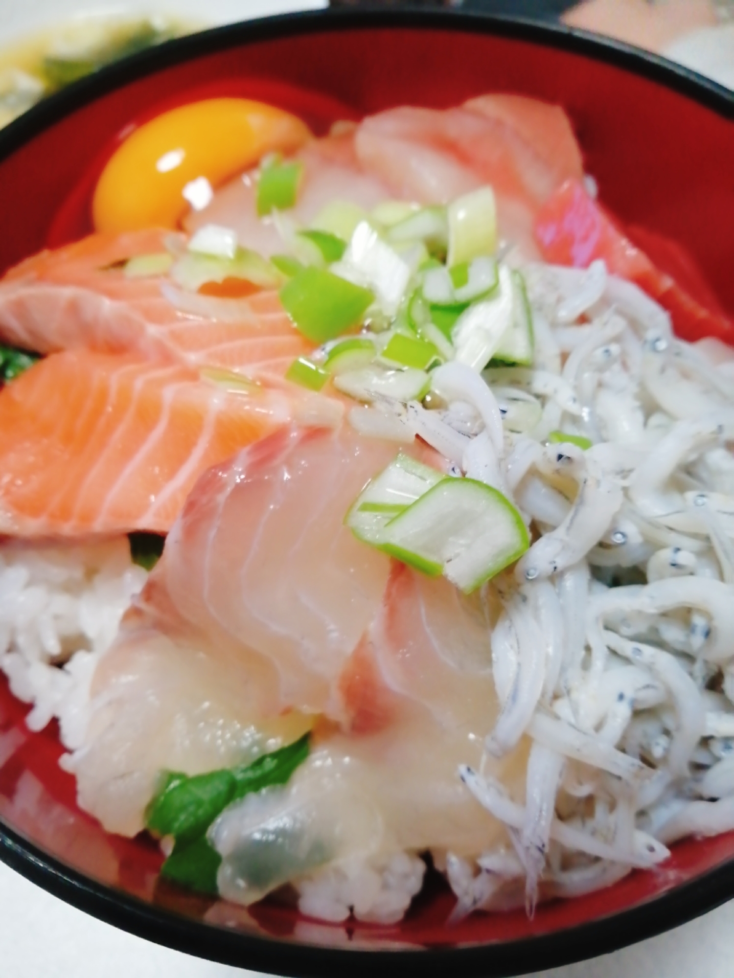 器に盛り付けたしらす入り海鮮丼