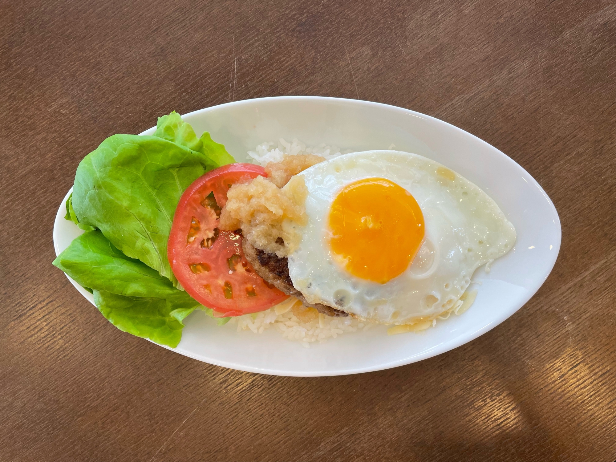 冷凍ハンバーグで！即席和風ロコモコ丼！