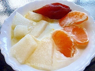 干し柿＆蜜柑＆梨オレンジ豆乳カルピスヨーグルト