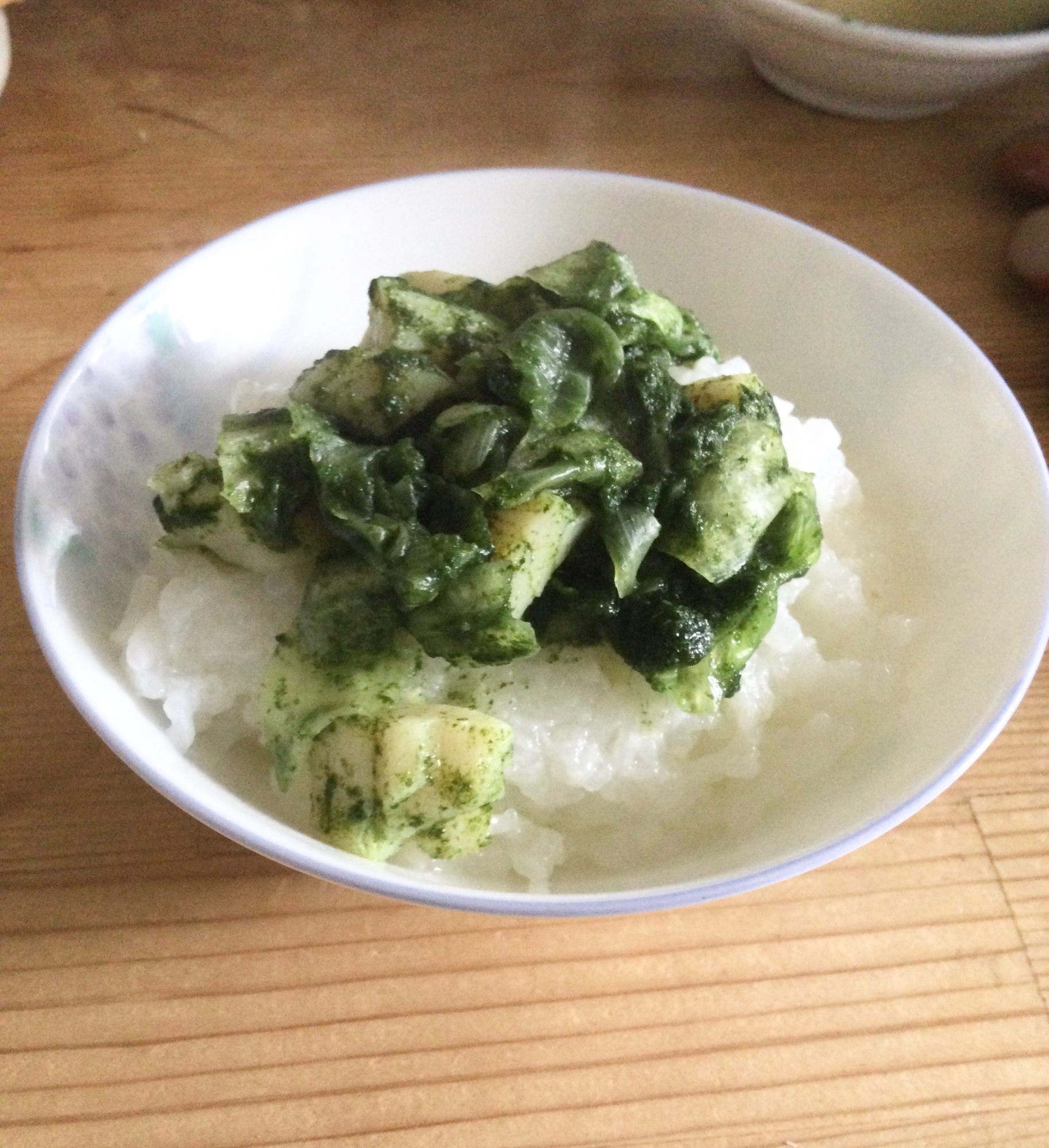 ホタテ貝柱ほうれん草レタス丼♪