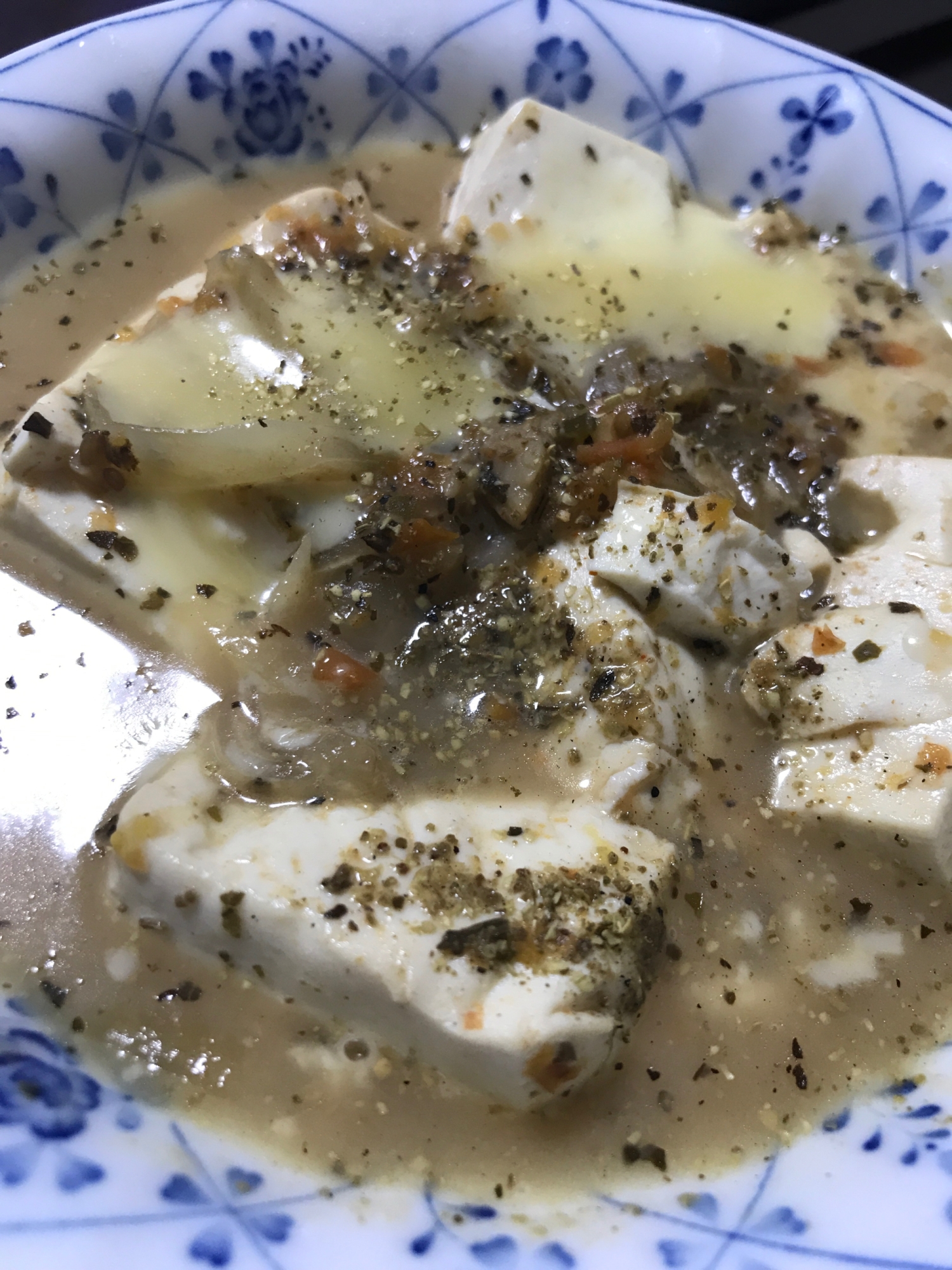 豆腐のスープ、チーズかけ