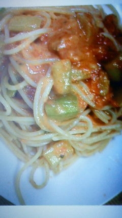 ずいきでパスタ