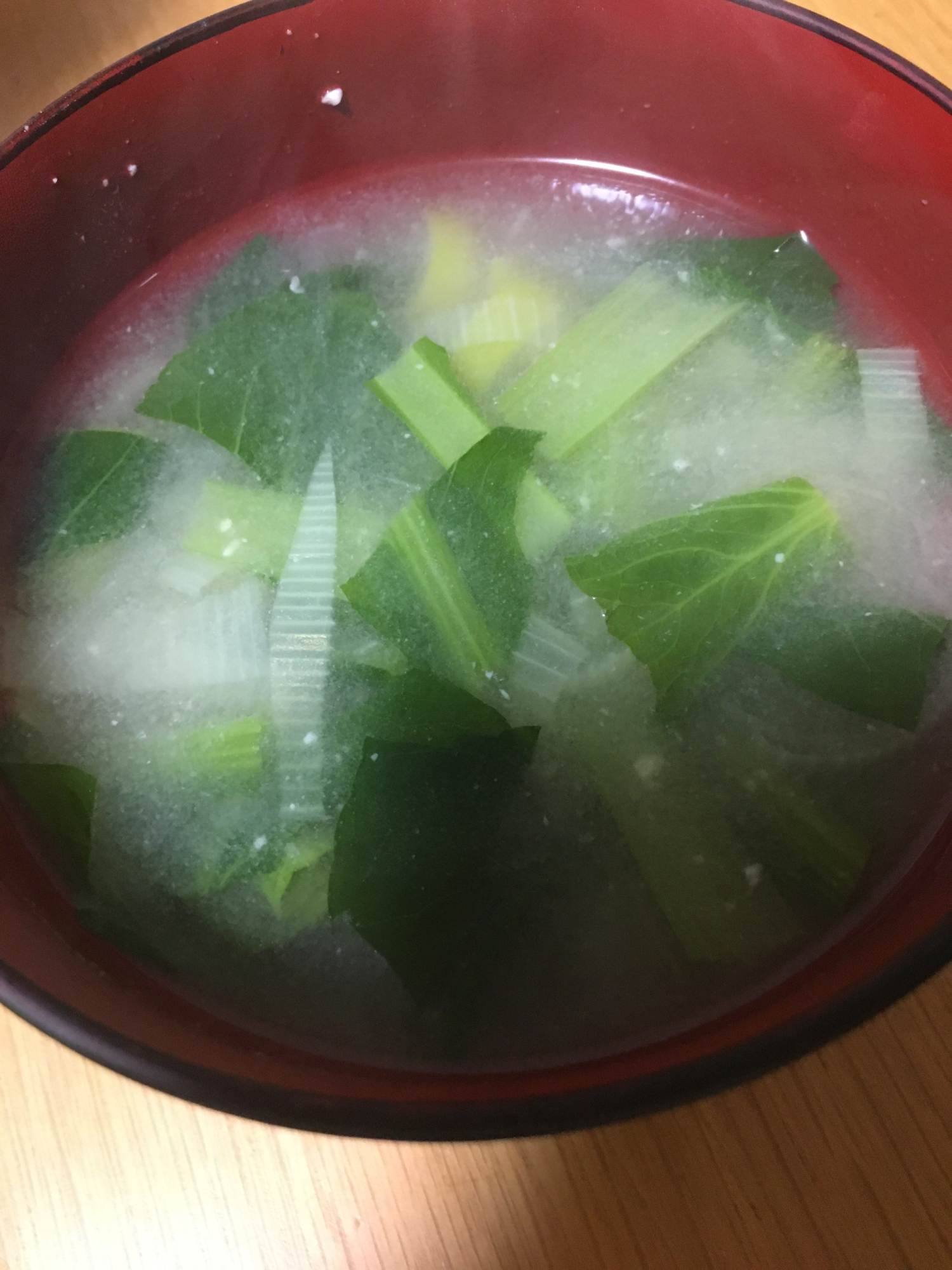 ふつうのネギと小松菜のお味噌汁