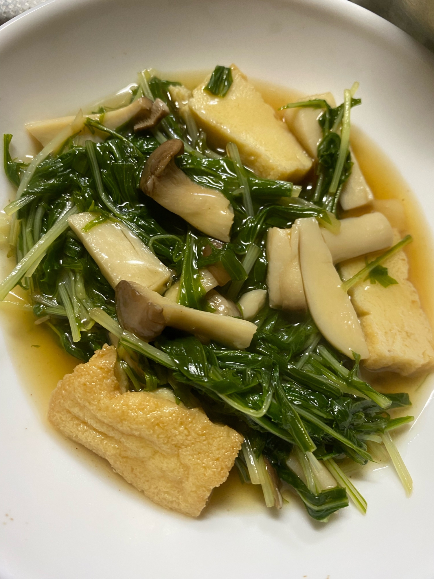 水菜とエリンギのあんかけ