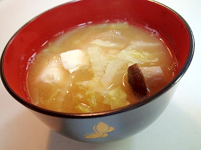 玉葱・エリンギ・白菜・豆腐のお味噌汁