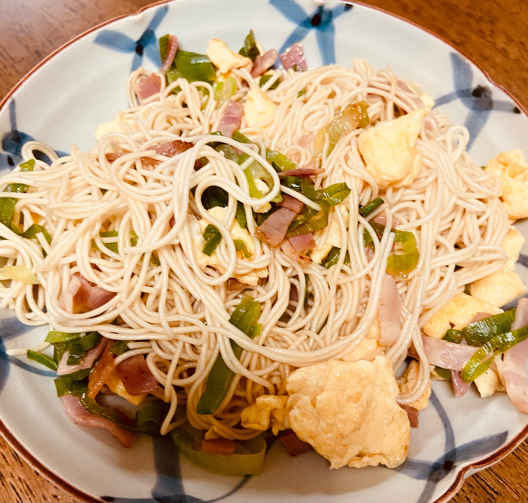 白だしで♪素麺チャンプルー