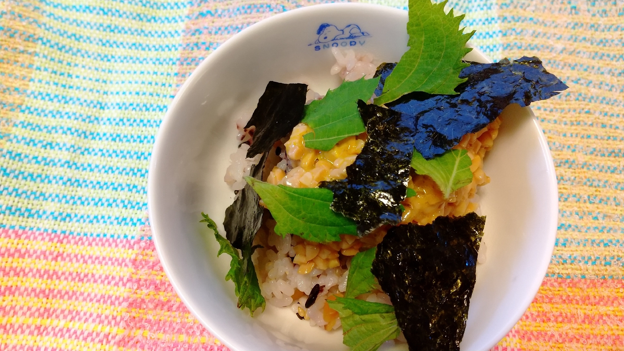 ヘルシー納豆しそ海苔雑穀ご飯(^o^)