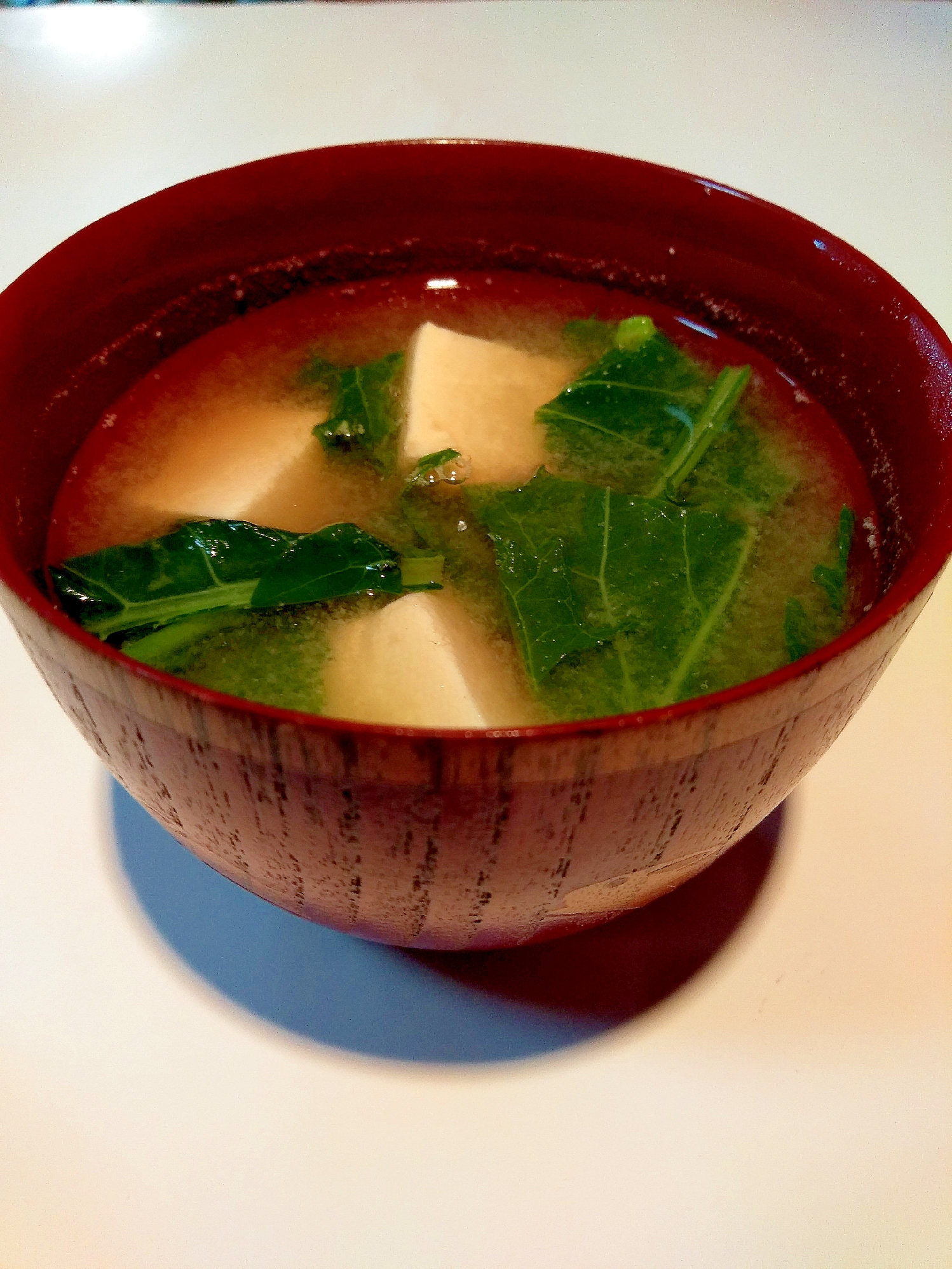 かき菜と豆腐の味噌汁