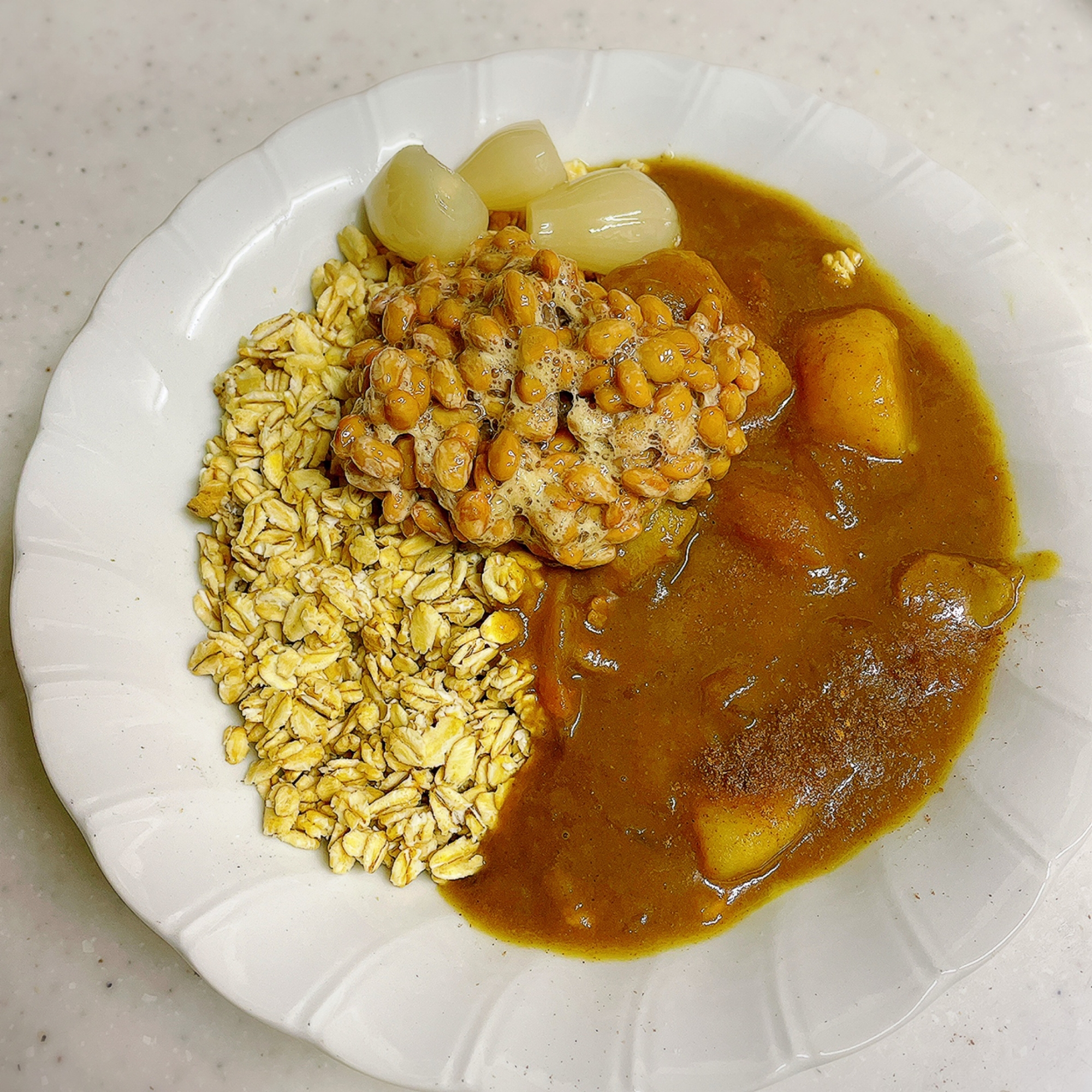 ダイエット‼️残りカレーで納豆カレー✨