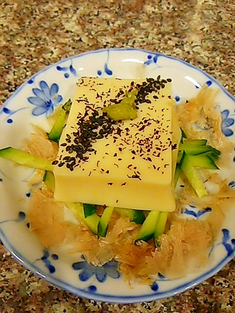 おかかときゅうりの卵豆腐オードブル