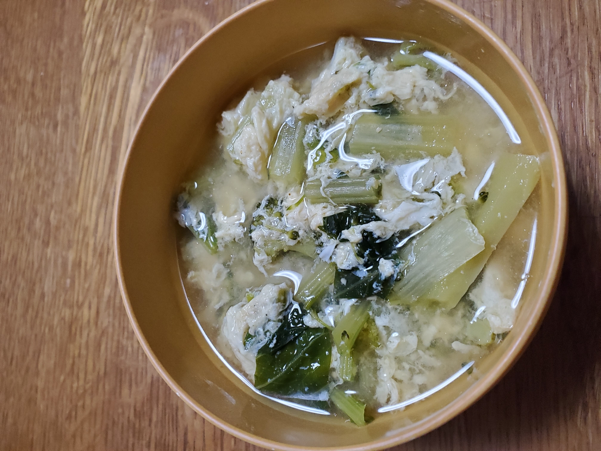 小松菜とブロッコリーの卵とじお味噌汁