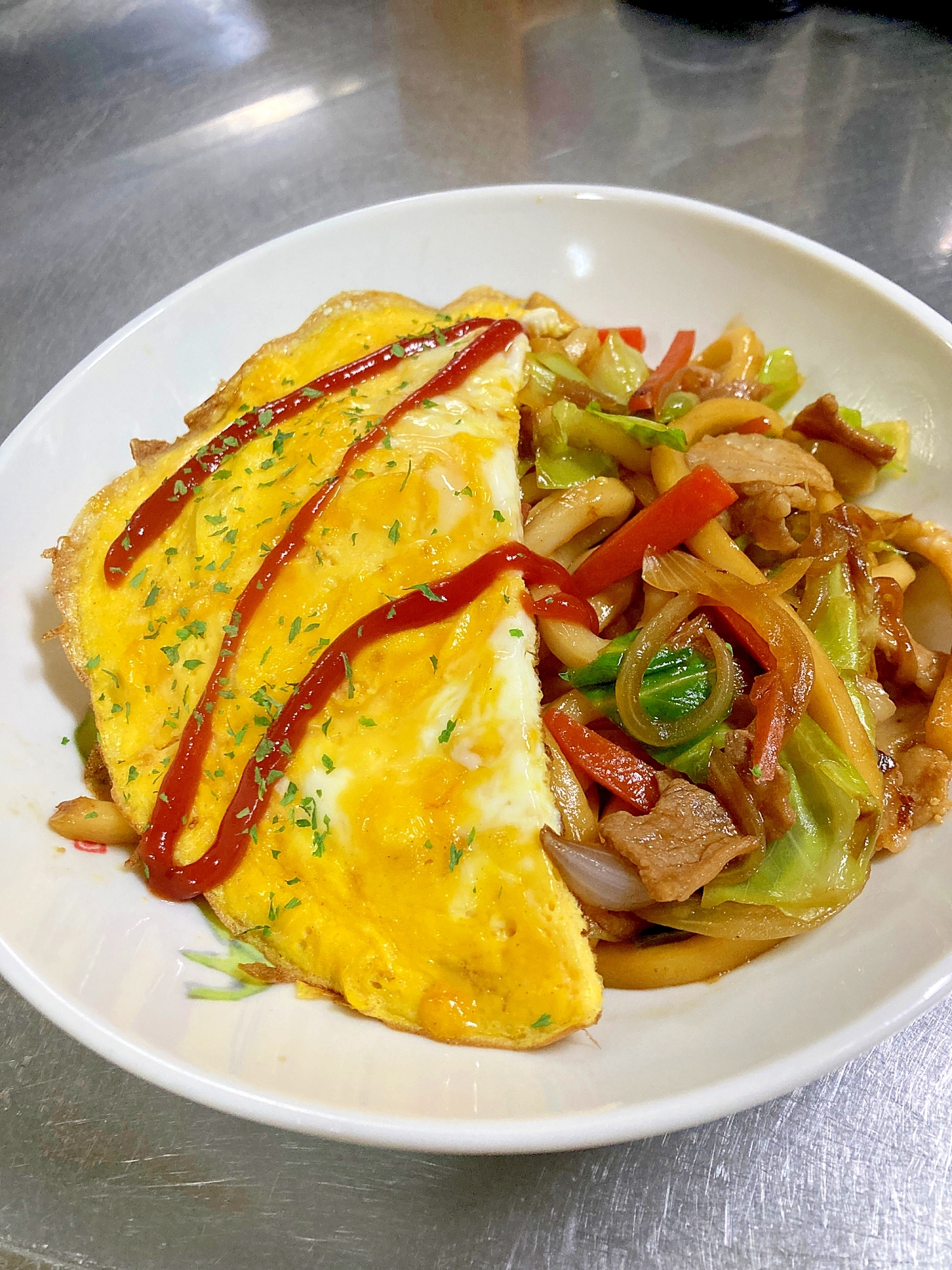 オム焼きうどん☆