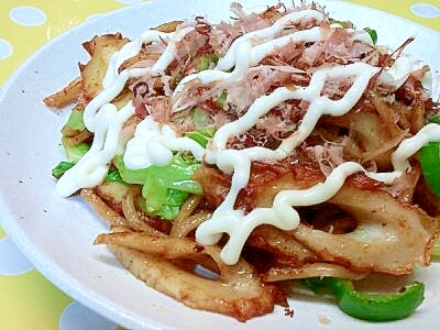 ちくわ＆春キャベツのカレー風味焼きそば