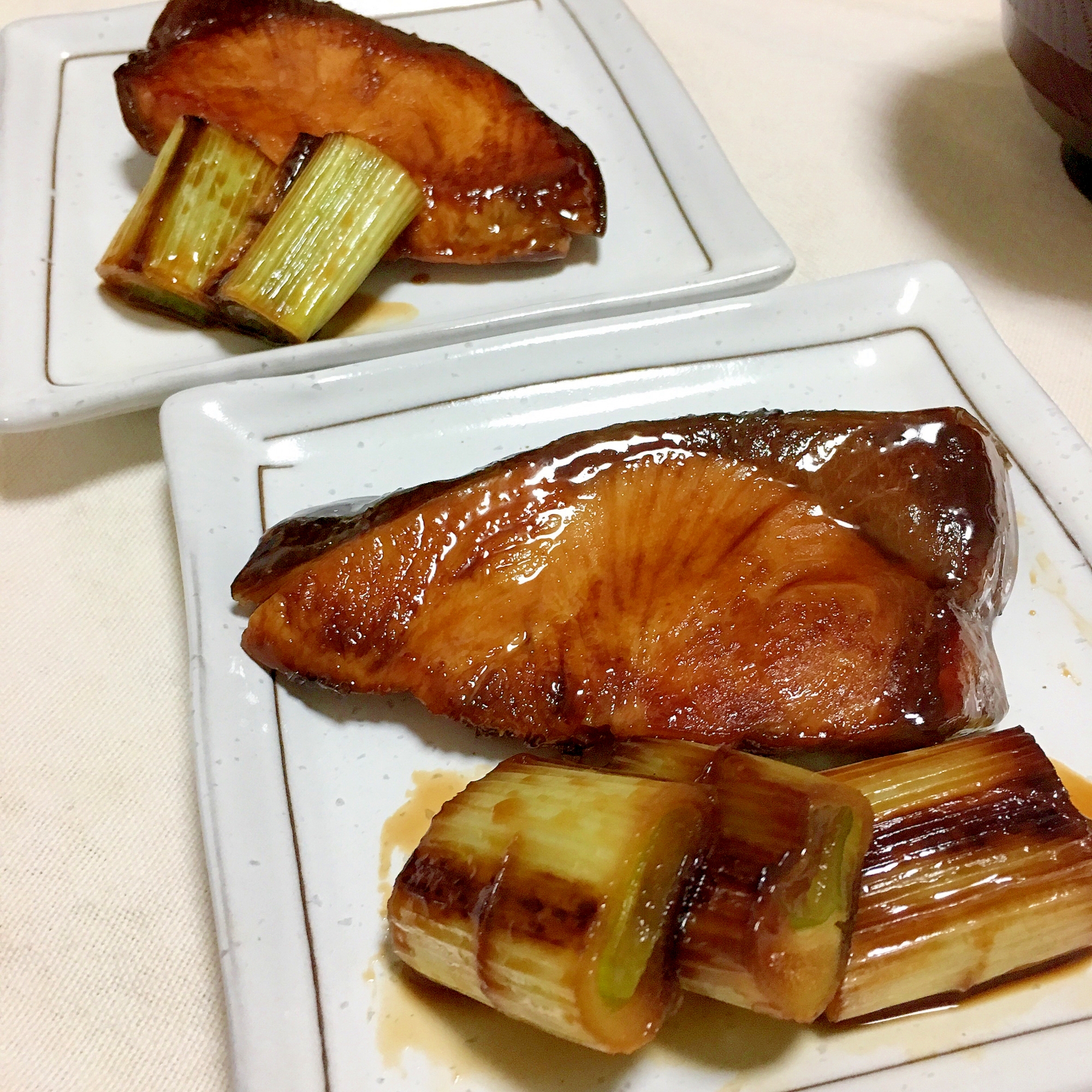 鰤の照り焼き白葱添え♡