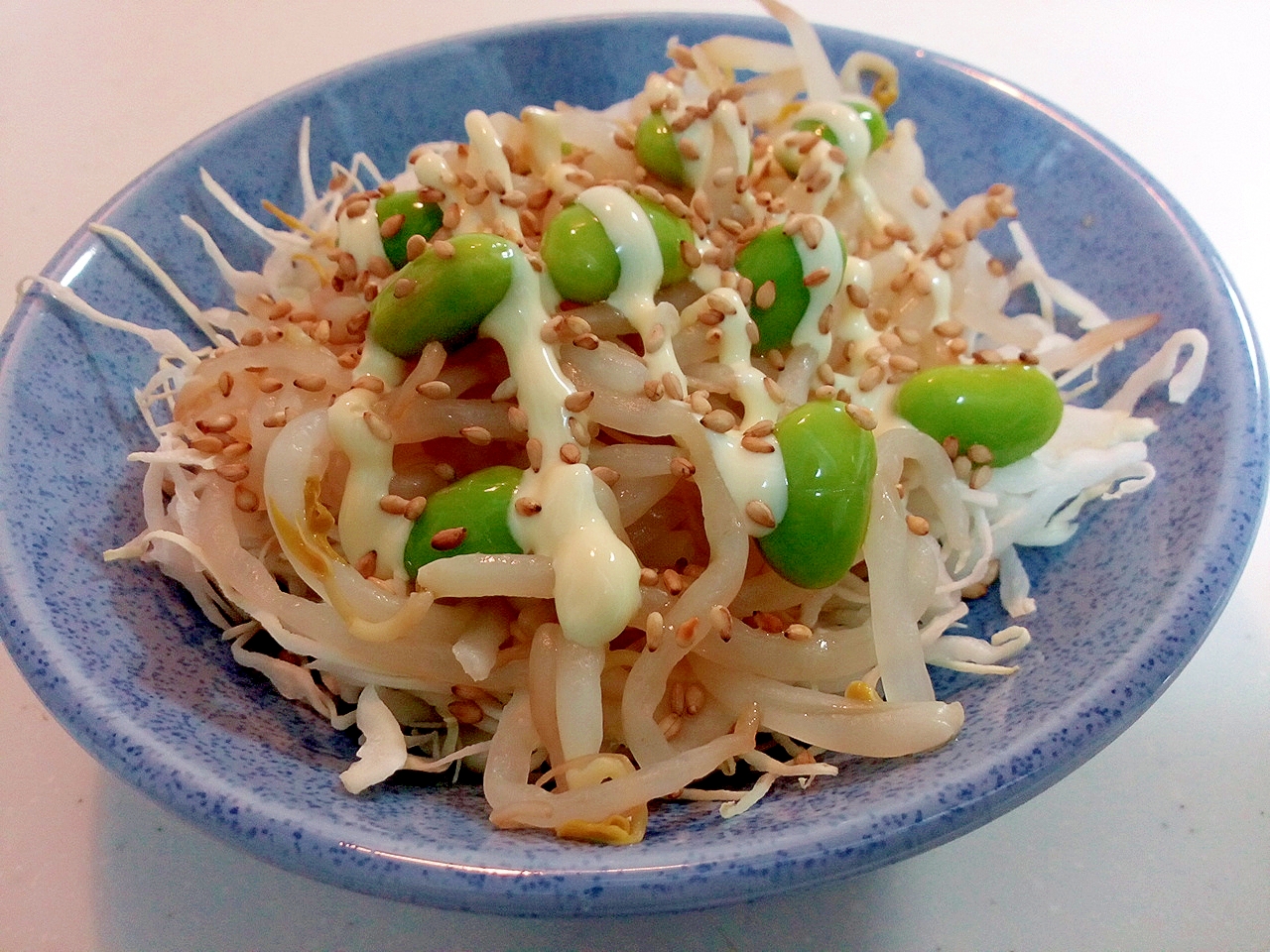 味ぽん/マヨで　キャベツともやしと枝豆の和風サラダ