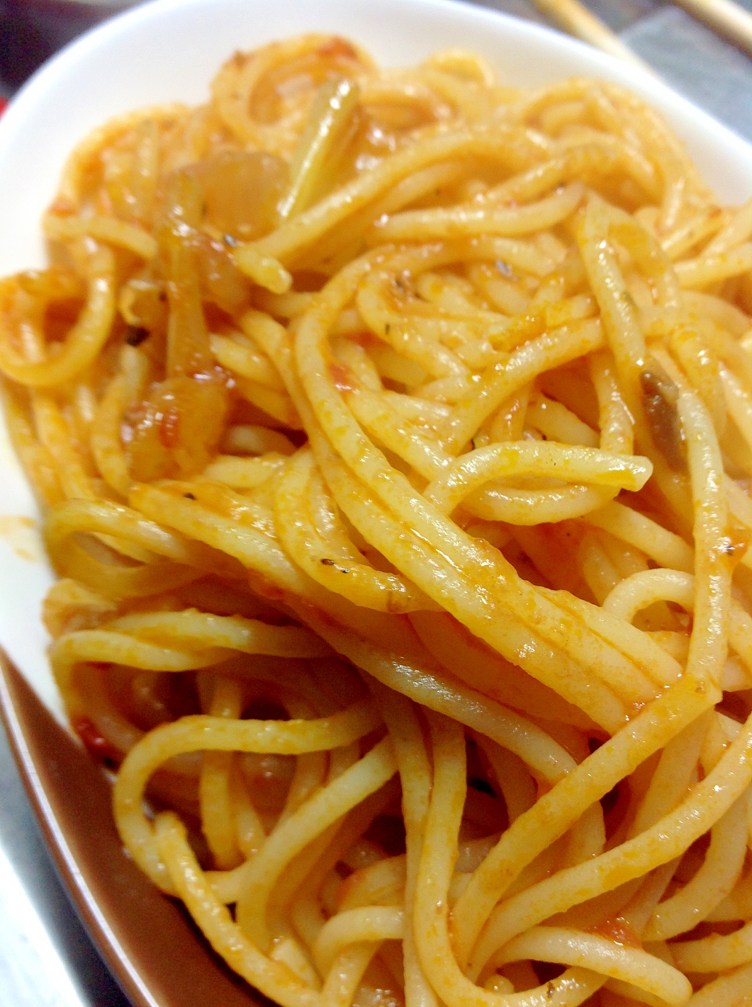 トマト煮込みソースの残りで超美味なスパゲティ