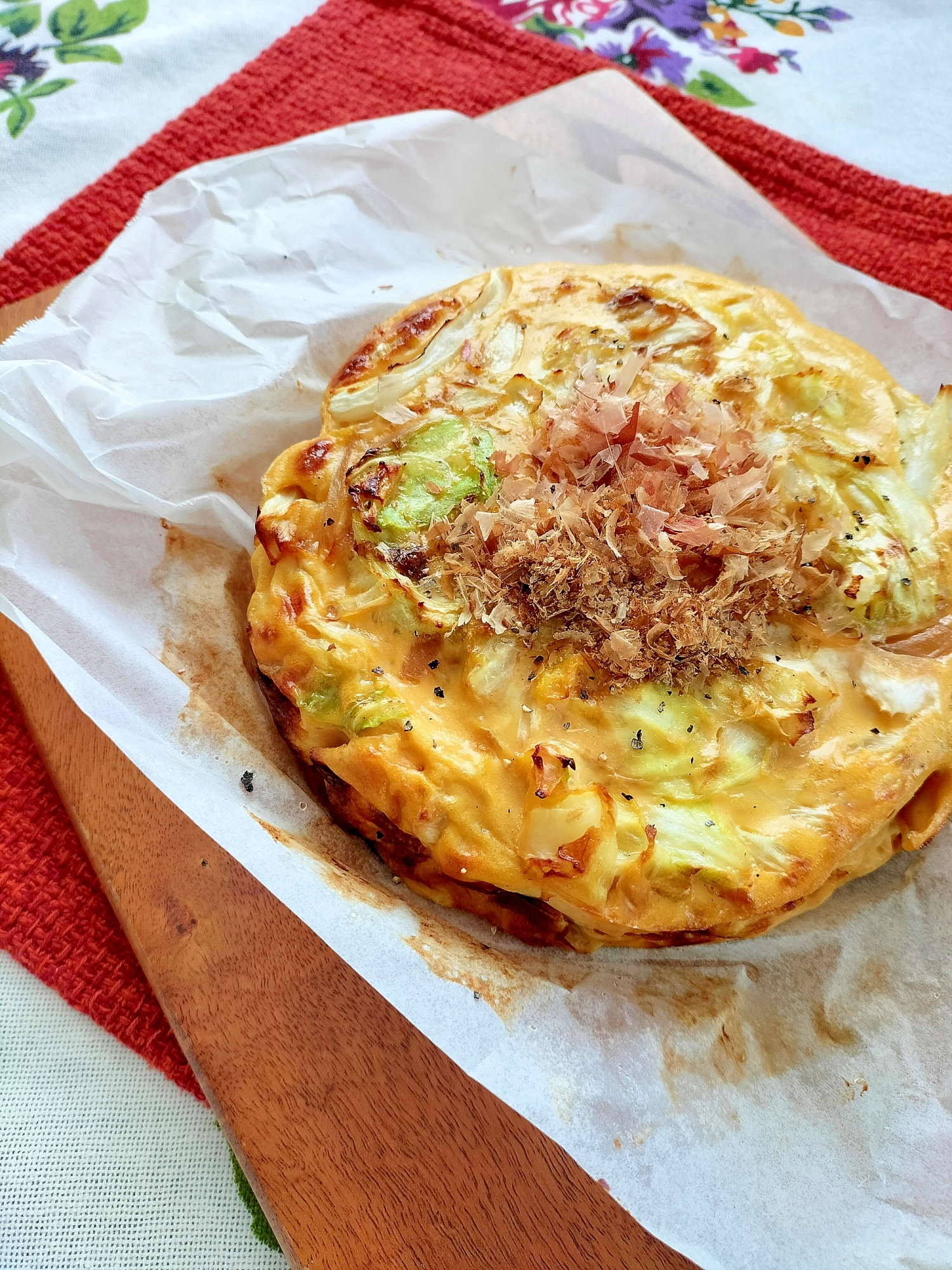 ヘルシーなキャベツの和風キッシュ♩