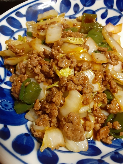 ５分！？白菜と合い挽き肉の炒め物♪（ケチャ他の味）