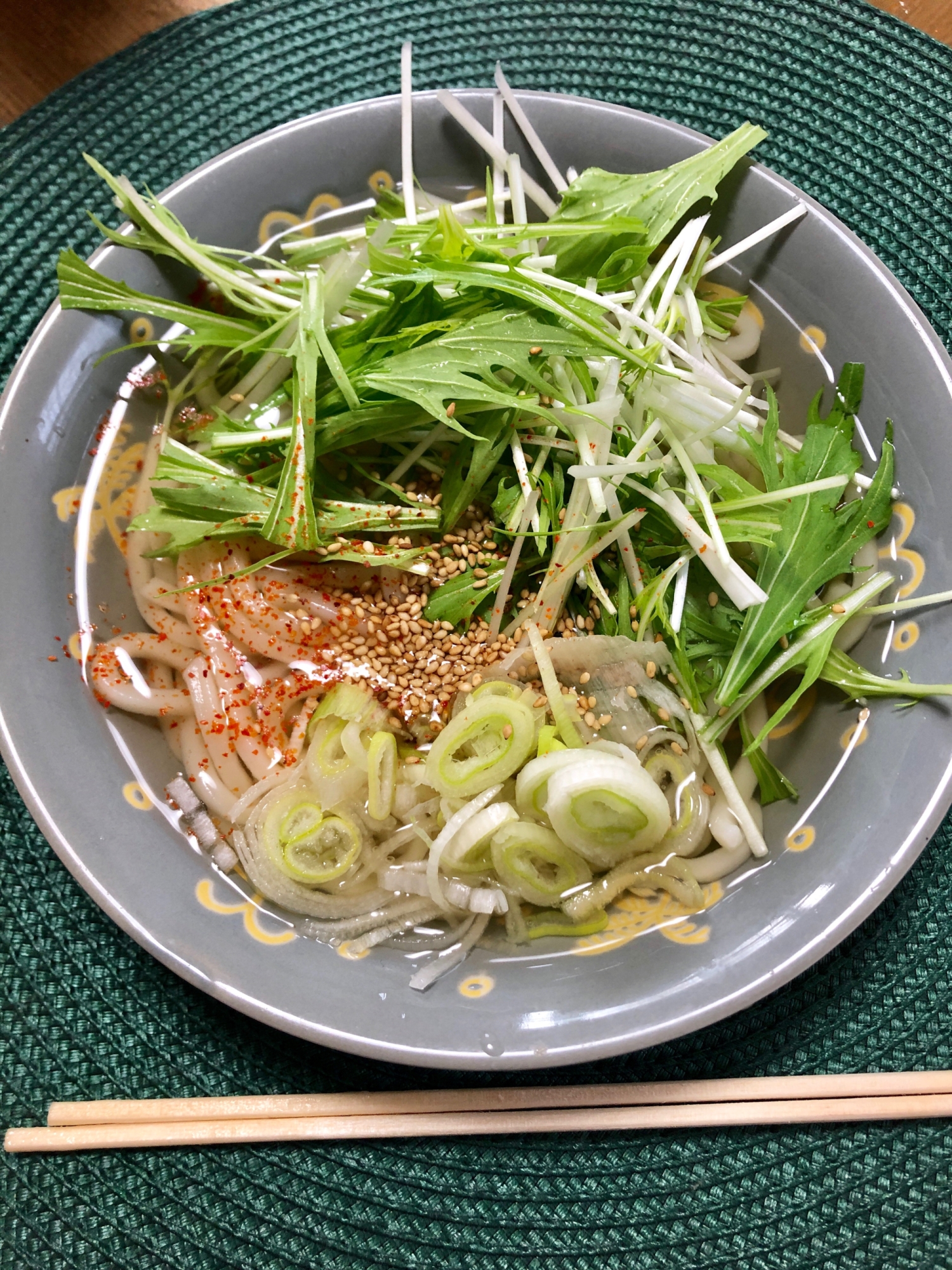 お夜食に！！ヘルシー水菜うどん