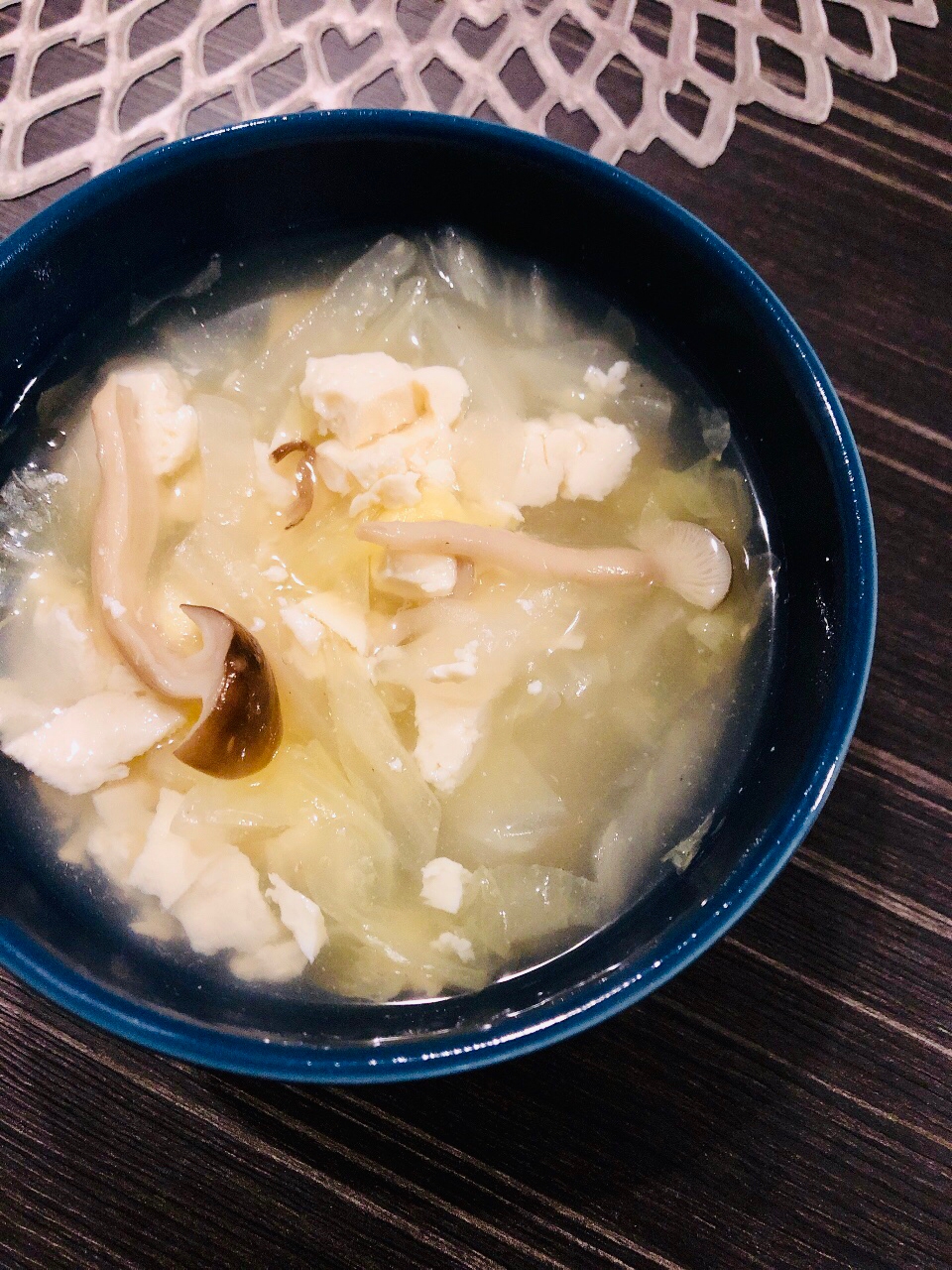 貝柱だしで☆白菜とくずし豆腐のスープ