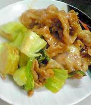 酒の肴：青梗菜と豚肉のケチャップ炒め
