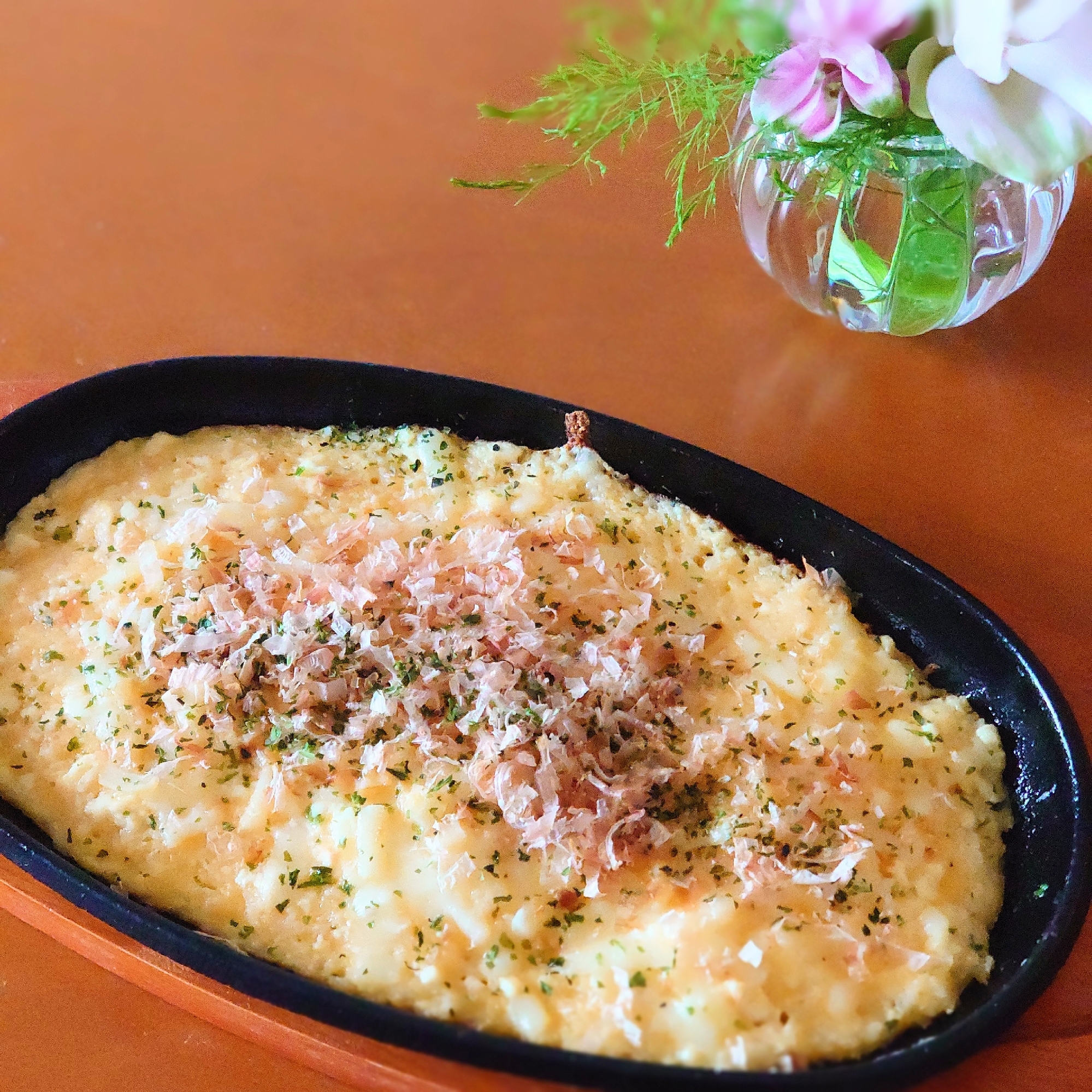 熱々とろとろᕷ* 長芋と豆腐の鉄板焼きꕤ୭*