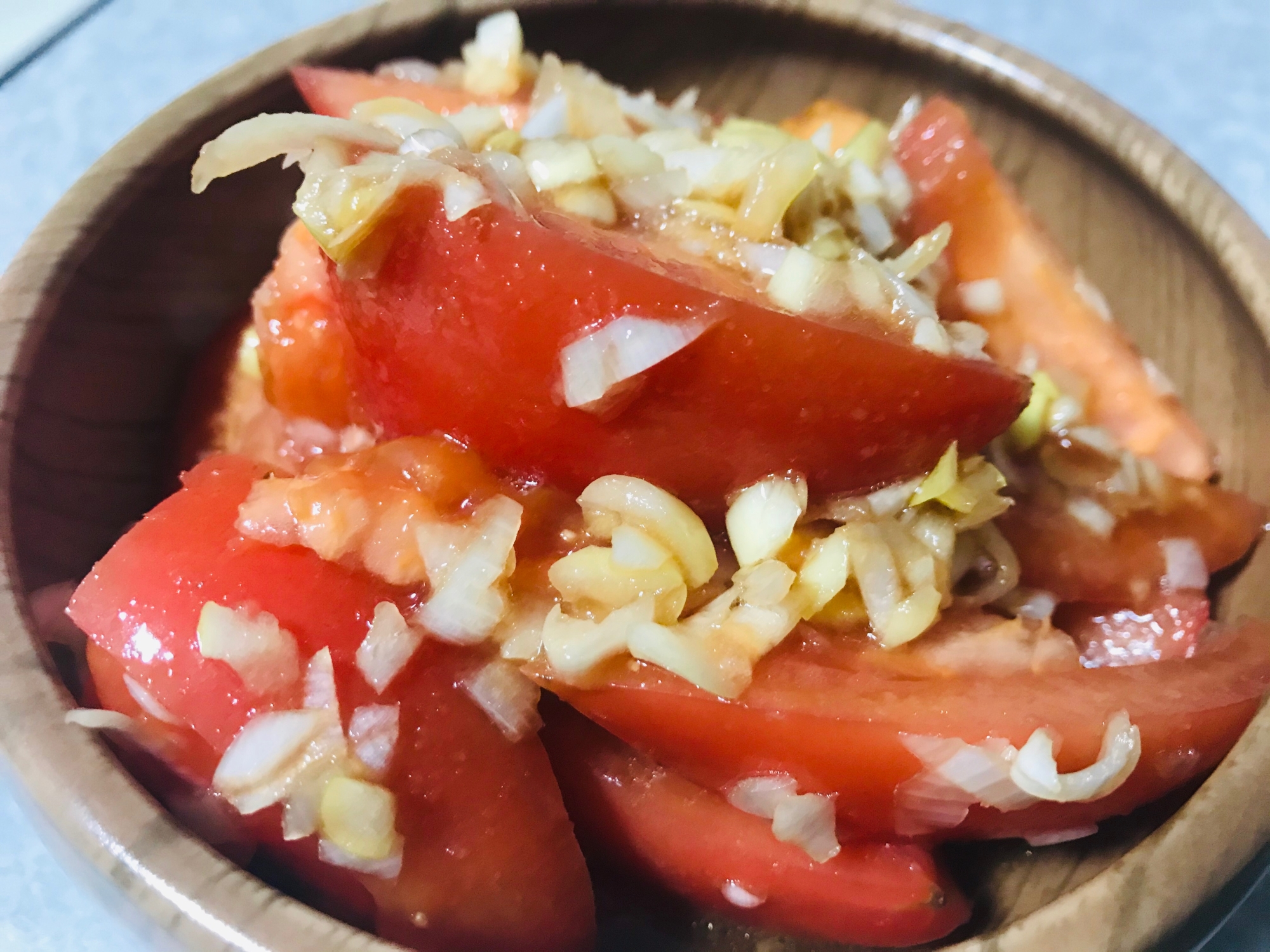 簡単副菜！トマトと長葱のポン酢和え♫
