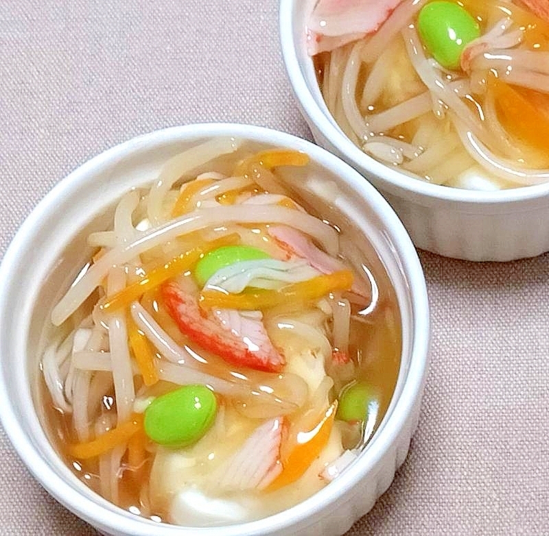 豆腐のもやし＆カニカマあんかけ