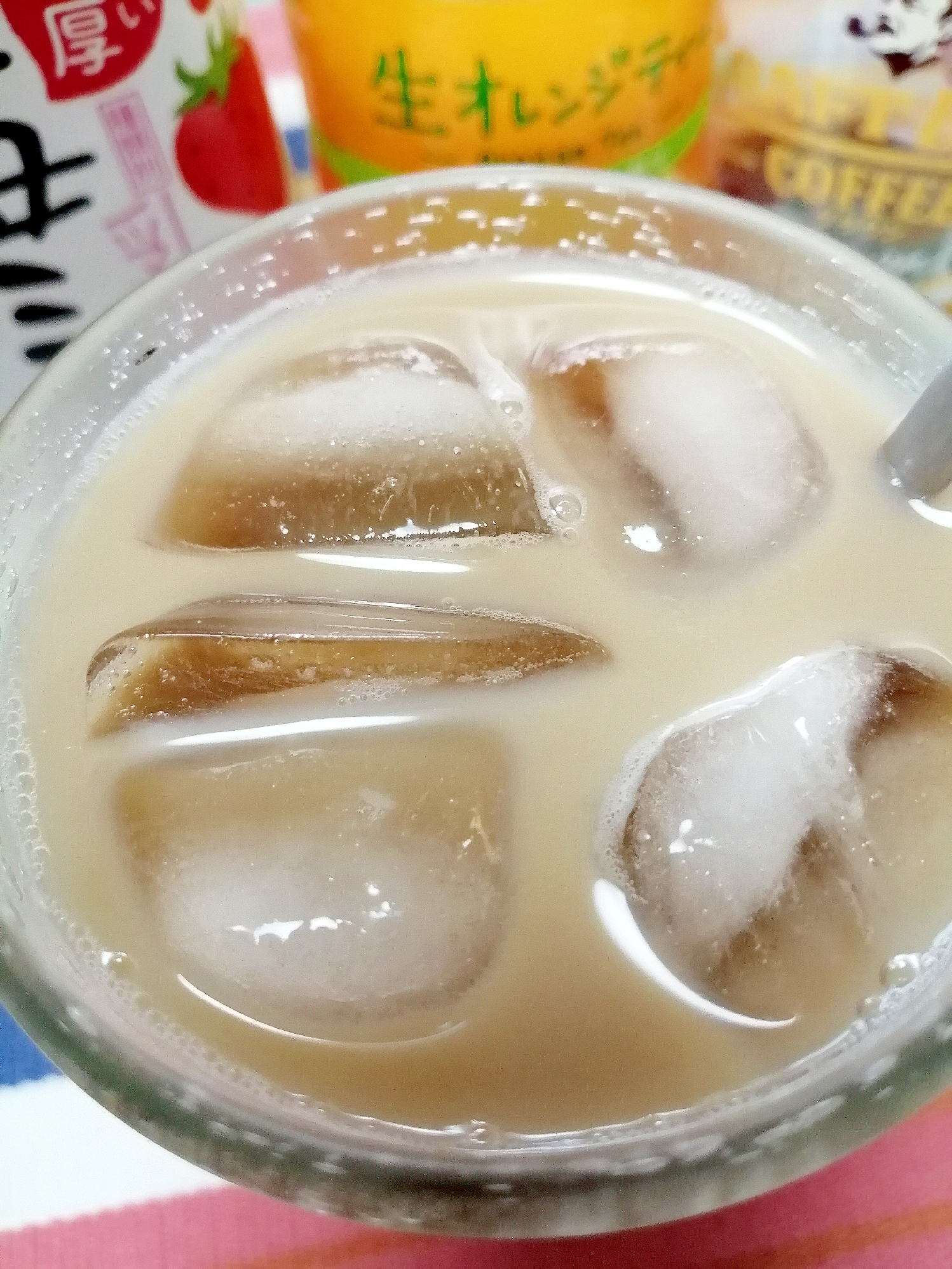 アイス☆オレンジいちごミルクカフェオレ♪