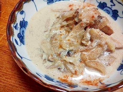豆乳で　チキンストロガノフ