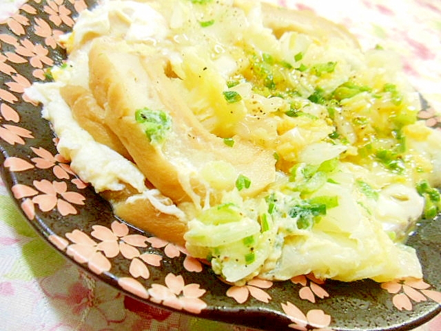 鶏ガラde❤車麩と白菜のスパイス・卵とじ❤