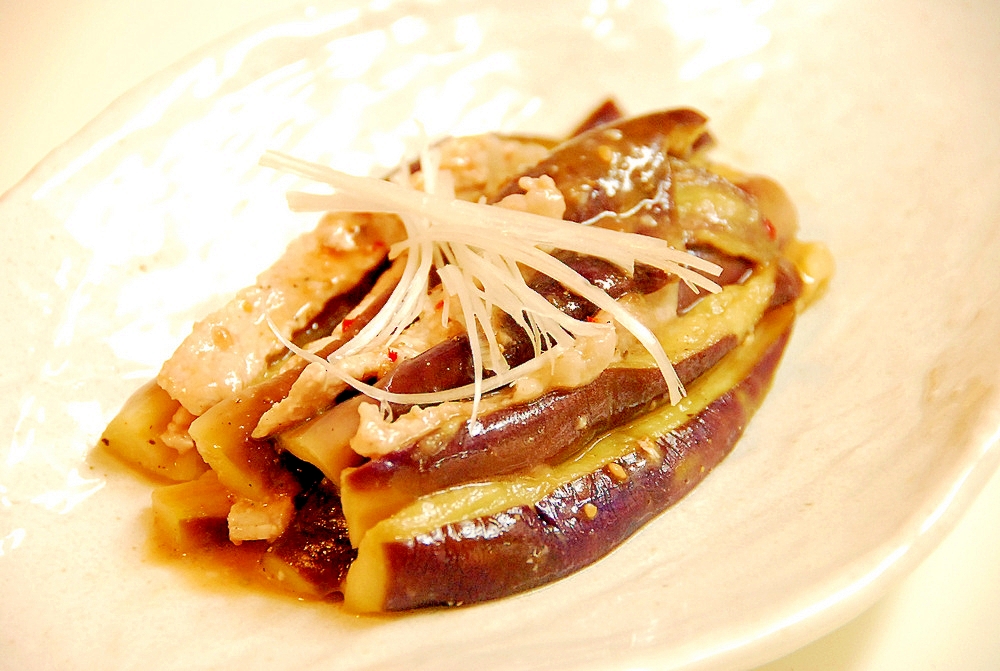 冷やして食べる!蒸し豚&茄子の辛味だれ和え