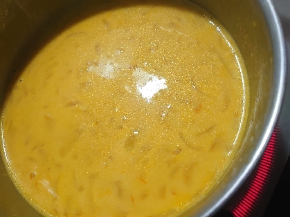 コーンスープの素でかぼちゃスープが出来るなんてすごいですね。かぼちゃの消費に助かりました(^^)