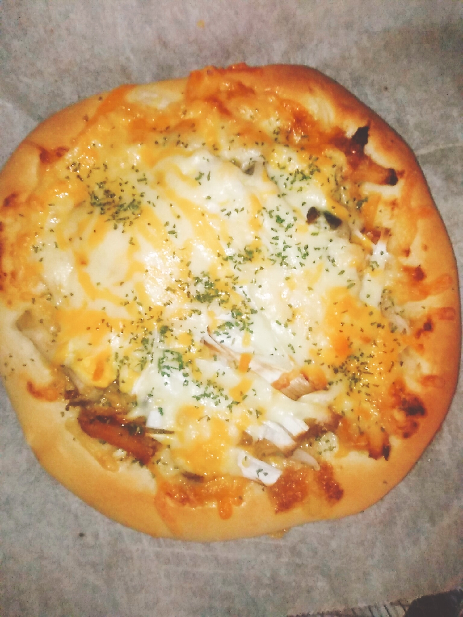 休日の至福♡トースターでネギ味噌照り卵ピザ！
