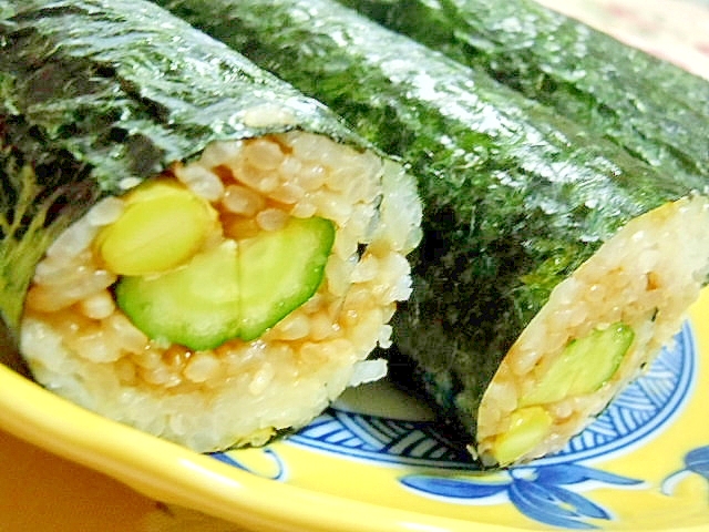 リメイク❤枝豆ご飯ｄｅ胡瓜と甘味噌の巻き寿司❤