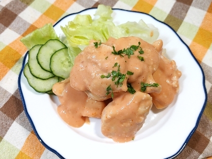 おつまみに♡鶏胸肉のオーロラソース和え