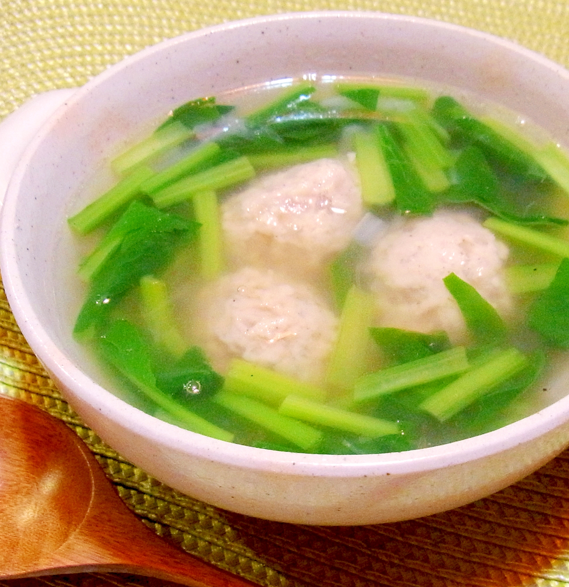 小松菜と鶏団子のスープ