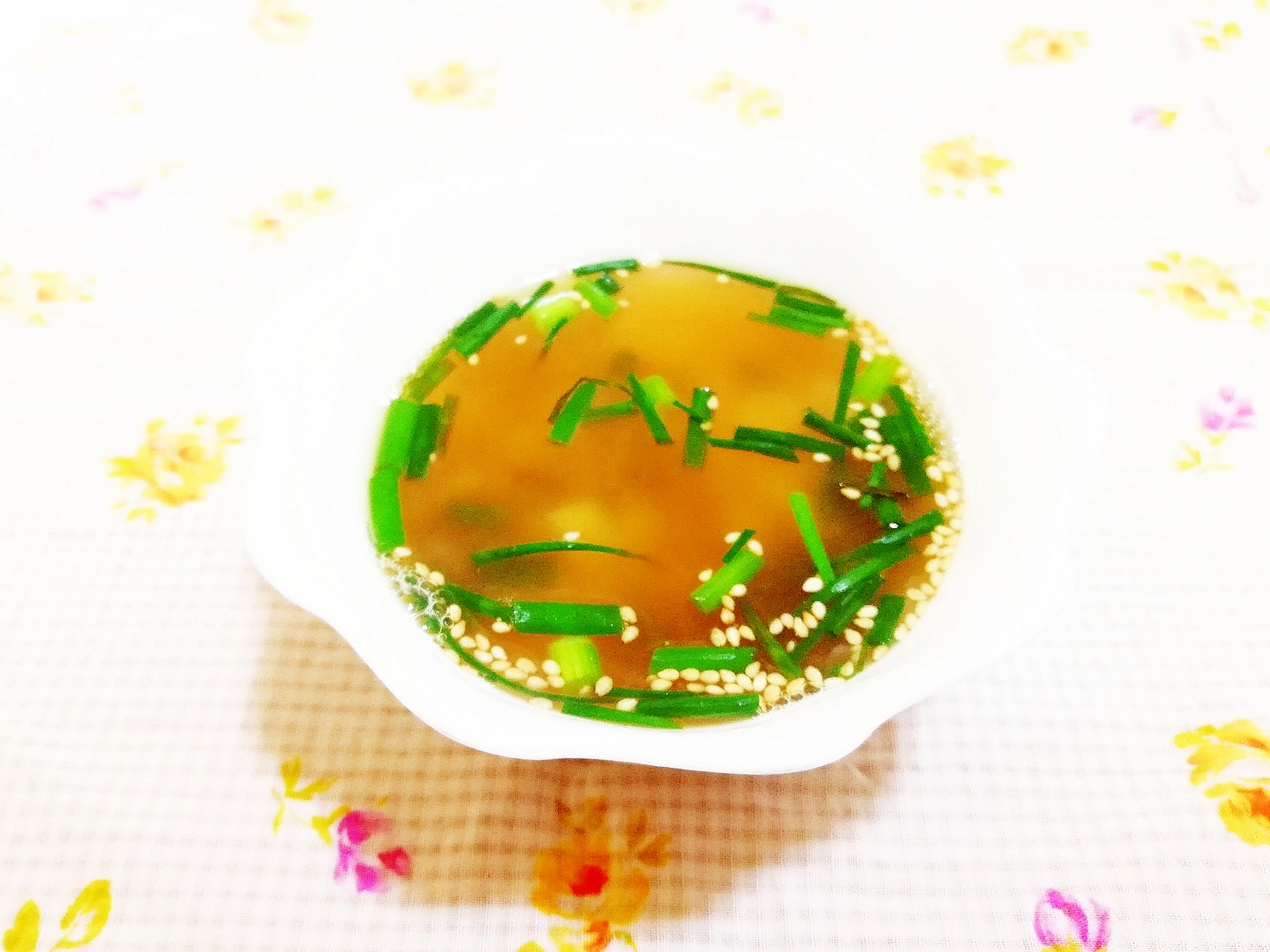 葱と胡麻の御飯スープ