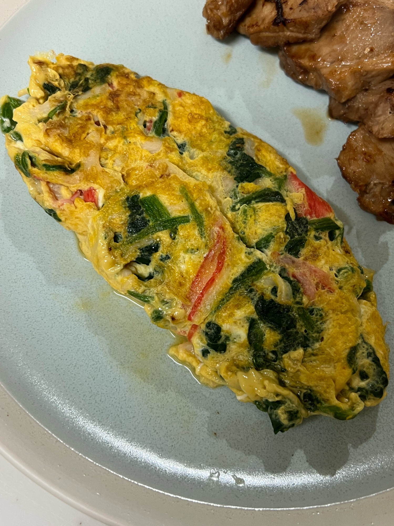 ほうれん草とカニカマのオムレツ