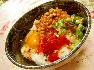 濃厚ｳﾏ❤彩り豊かな納豆卵かけご飯❤