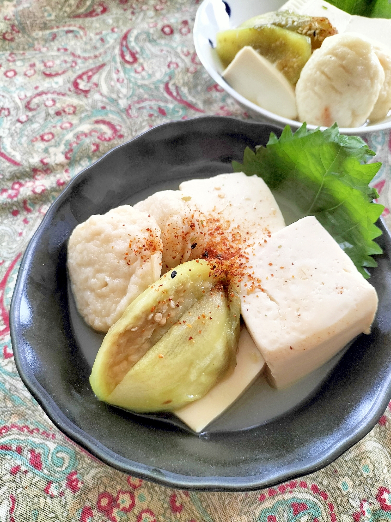 なすとえび団子の豆腐煮♪