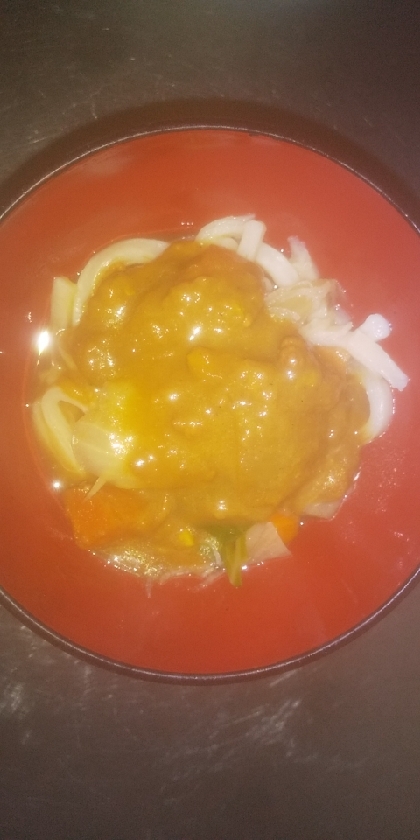 味噌汁の残りでカレーうどん！