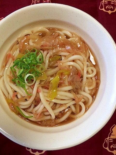 白葱と干し海老の中華風あんかけうどん