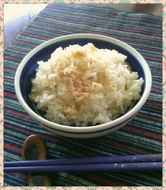 納豆のたれで味付け　鍋で　かに炊き込みご飯