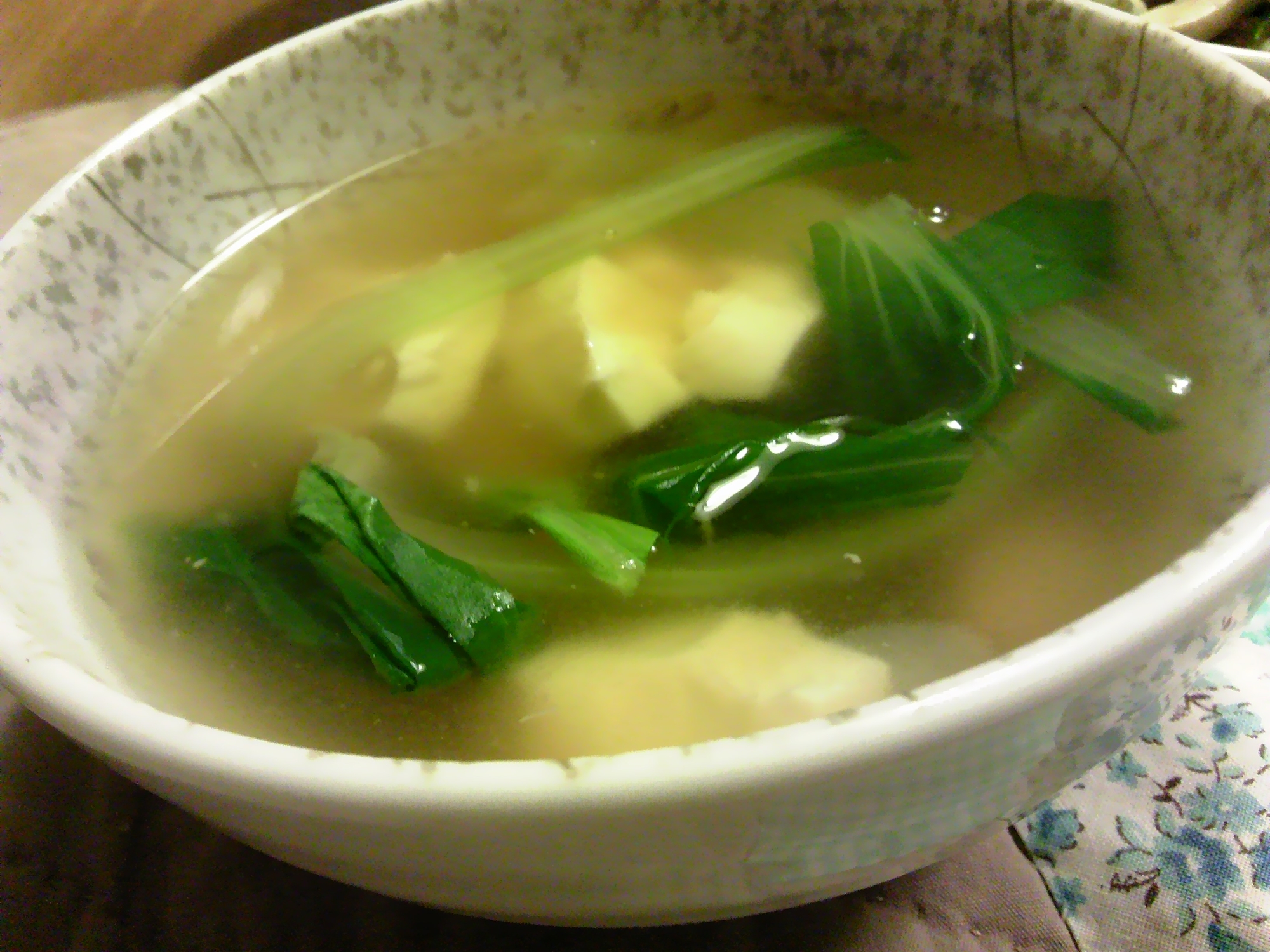 チンゲン菜と豆腐のとろーり生姜スープ