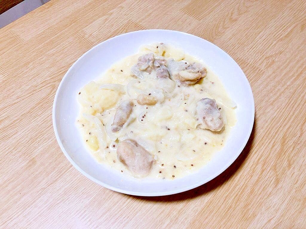 レンジで時短！鶏とじゃがいものマスタードクリーム煮