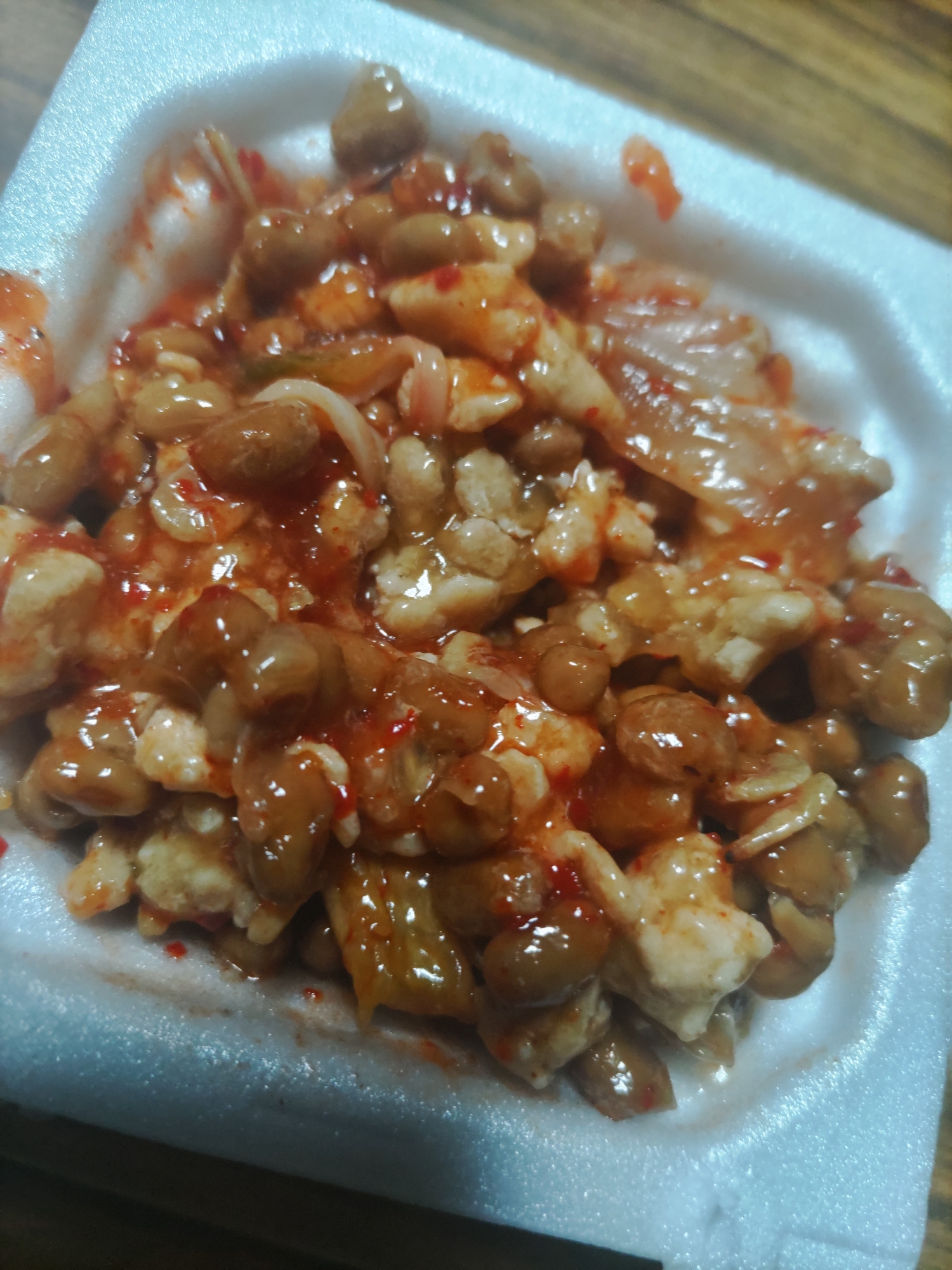 鶏ミンチと白菜キムチと納豆和え