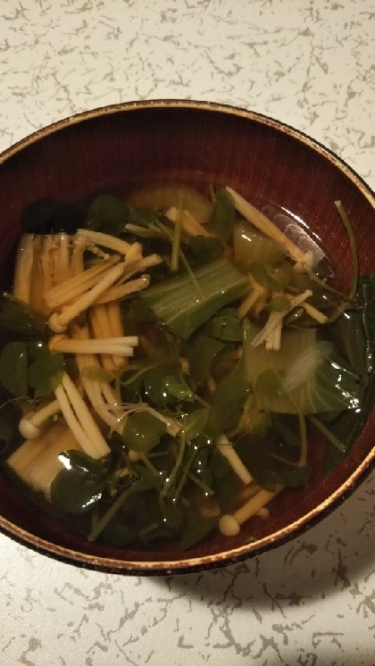 エノキとほうれん草の和風スープ