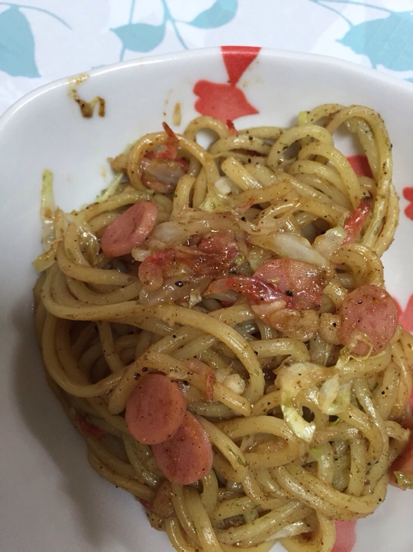 ポークウインナー&干しエビのソース焼きそば☆